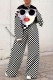 Black White Casual Print Basic O Neck Plus Size Two Pieces