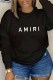 Black Street Print Letter O Neck Tops