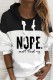 Black White Casual Letter Print Patchwork Hooded Collar Tops