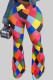 Multicolor Street Color Block Patchwork Boot Cut Mid Waist Speaker Full Print Bottoms