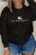 Black Casual Print Letter O Neck Tops