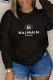 Black Street Print Letter O Neck Tops