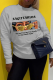 Light Gray Casual Street Print Patchwork Letter O Neck Tops