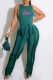 Green Casual Street Print Tassel Letter O Neck Sleeveless Two Pieces