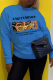 Royal Blue Casual Street Print Patchwork Letter O Neck Tops