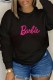Black Casual Print Letter O Neck Tops