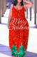 Red Green Sexy Casual Print Backless Spaghetti Strap Long Dress Dresses