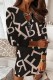 Letter Print Casual Print Patchwork Zipper Collar Long Sleeve Dresses
