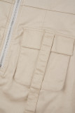 Apricot Street Solid Patchwork Pocket Zipper Strapless Straight Dresses