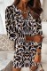 Leopard Print Casual Print Patchwork Zipper Collar Long Sleeve Dresses