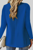 Blue Casual Solid Cardigan Turn-back Collar Outerwear