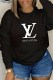 Black Street Print Letter O Neck Tops