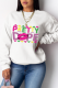 White Casual Vintage Print Letter O Neck Tops
