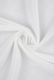 White Sexy Solid Hollowed Out O Neck Long Sleeve Two Pieces