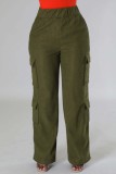 Apricot Casual Solid Patchwork Regular High Waist Conventional Solid Color Trousers