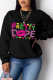 Black Casual Vintage Print Letter O Neck Tops