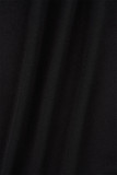 Black Casual Patchwork Cardigan Contrast Outerwear