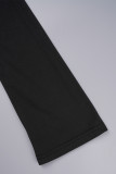 Black Casual Patchwork Cardigan Contrast Outerwear