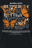Black Casual Street Print Patchwork O Neck T-Shirts