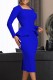 Royal Blue Casual Solid Patchwork Square Collar Long Sleeve Dresses