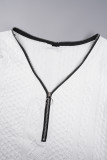 Light Gray Casual Solid Patchwork Zipper Collar Long Sleeve Dresses
