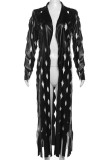 Pink Street Solid Hollowed Out Patchwork Turn-back Collar Outerwear