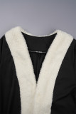 Black Casual Patchwork Cardigan Contrast Outerwear