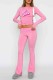 Pink Casual Letter Print Basic O Neck Long Sleeve Two Pieces