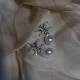 White Gold Elegant Geometric Patchwork Rhinestone Earrings