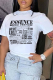 White Casual Street Print Letter O Neck T-Shirts