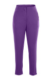 Purple Casual Solid Patchwork Skinny High Waist Conventional Solid Color Trousers