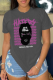 Dark Gray Daily Vintage Print Patchwork Letter O Neck T-Shirts