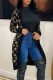 Deep Coffee Elegant Letter Patchwork Cardigan Collar Outerwear