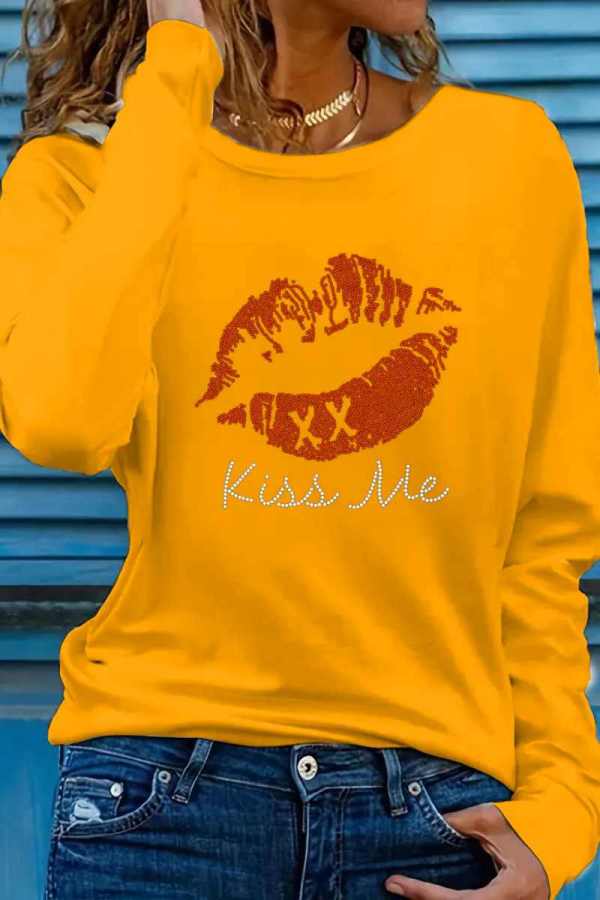 Yellow Casual Patchwork O Neck T-Shirts