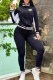 Black Casual Print Letter Zipper Collar Long Sleeve Two Pieces