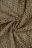 Brown Casual Solid Patchwork Zipper Collar Tops (Subject To The Actual Object)