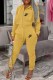 Yellow Casual Print Letter Hooded Collar Long Sleeve Two Pieces