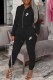 Black Casual Print Letter Hooded Collar Long Sleeve Two Pieces