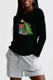 White Casual Christmas Tree Printed Basic O Neck T-Shirts