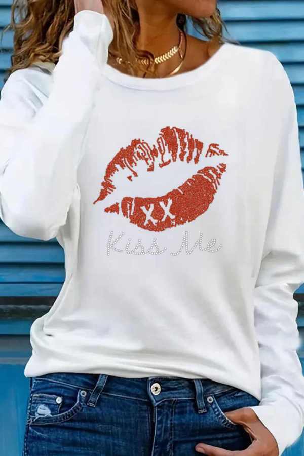 White Casual Patchwork O Neck T-Shirts