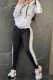 White Elegant Solid Letter Hooded Collar Long Sleeve Two Pieces