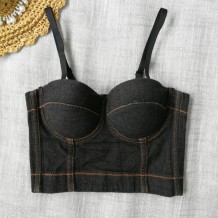 Black Sexy Solid Backless Spaghetti Strap Tops