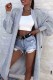 Light Gray Casual Solid Cardigan Outerwear