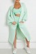 Light Green Casual Solid Cardigan Outerwear