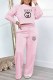 Pink Casual Print Letter O Neck Long Sleeve Two Pieces