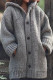 Grey Casual Solid Buttons Basic Hooded Collar Outerwear