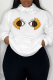 White Casual Daily Print Draw String Hooded Collar Tops