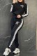 Black Elegant Print Letter Zipper Collar Long Sleeve Two Pieces