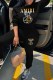 Black Casual Print Letter O Neck Long Sleeve Two Pieces