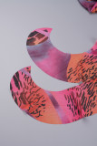 Pink Sexy Print Backless Spaghetti Strap Sleeveless Dress Dresses